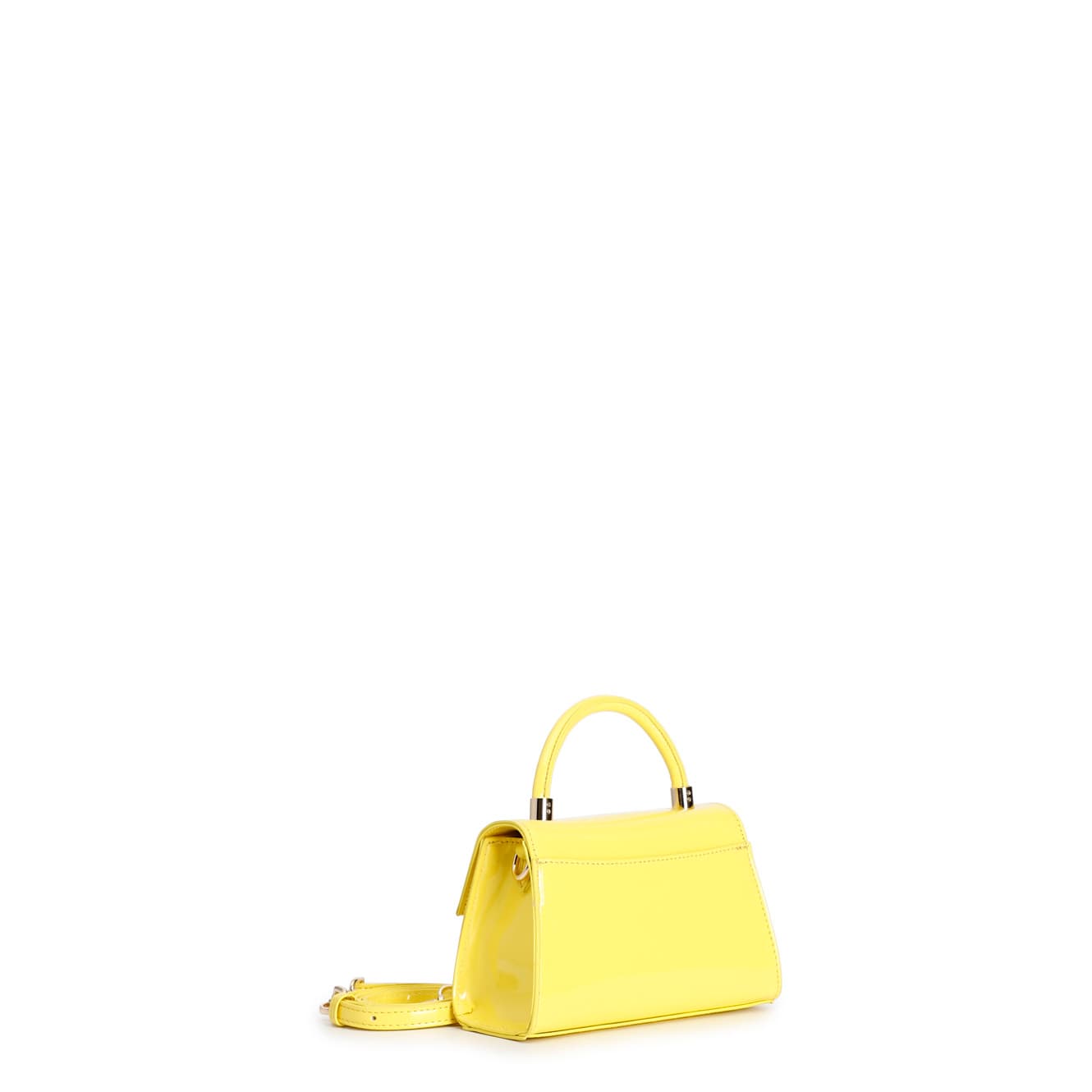 Borsa a mano effetto vernice con pattina giallo — vista 2