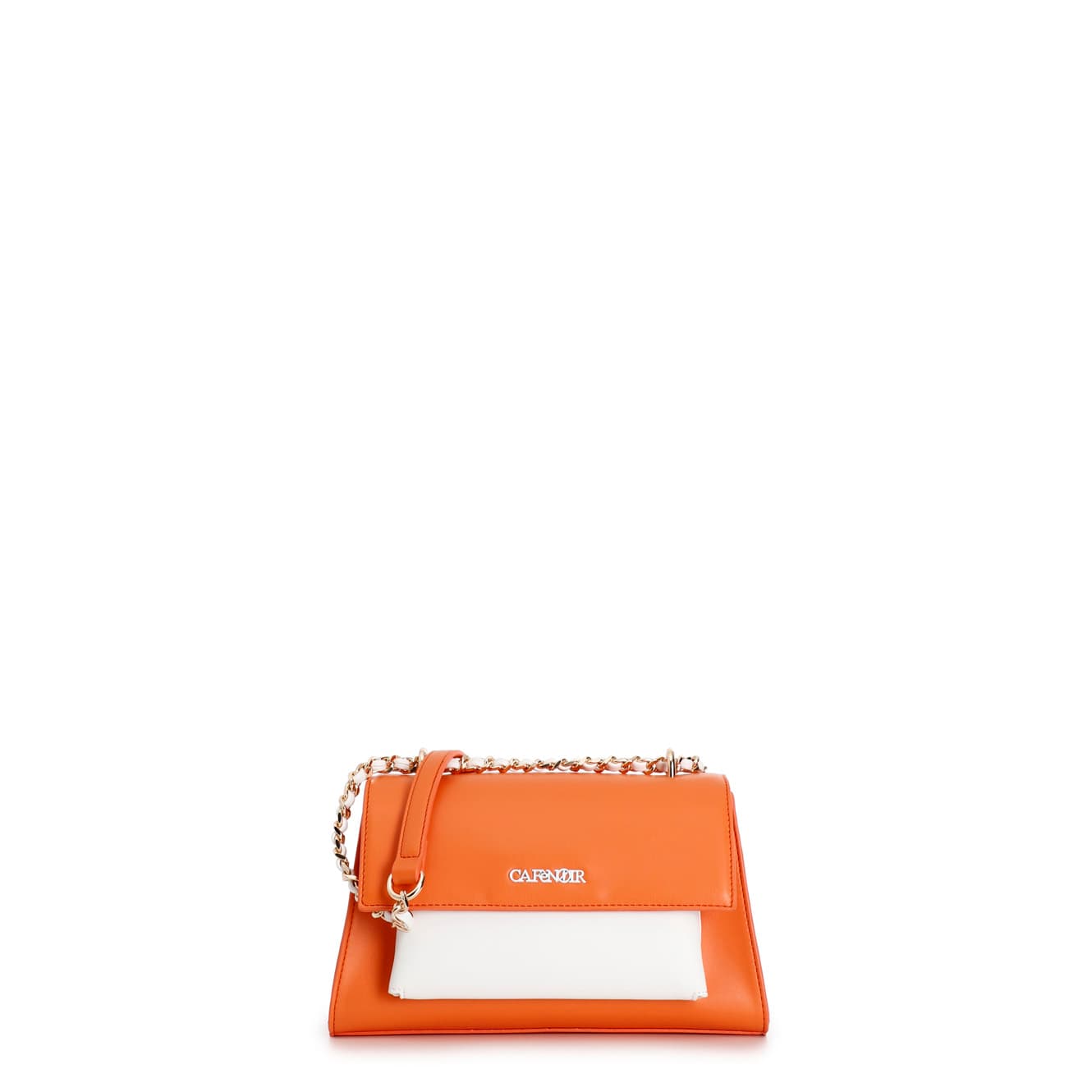 CafèNoir — Borsa a trapezio con tasca e pattina arancio