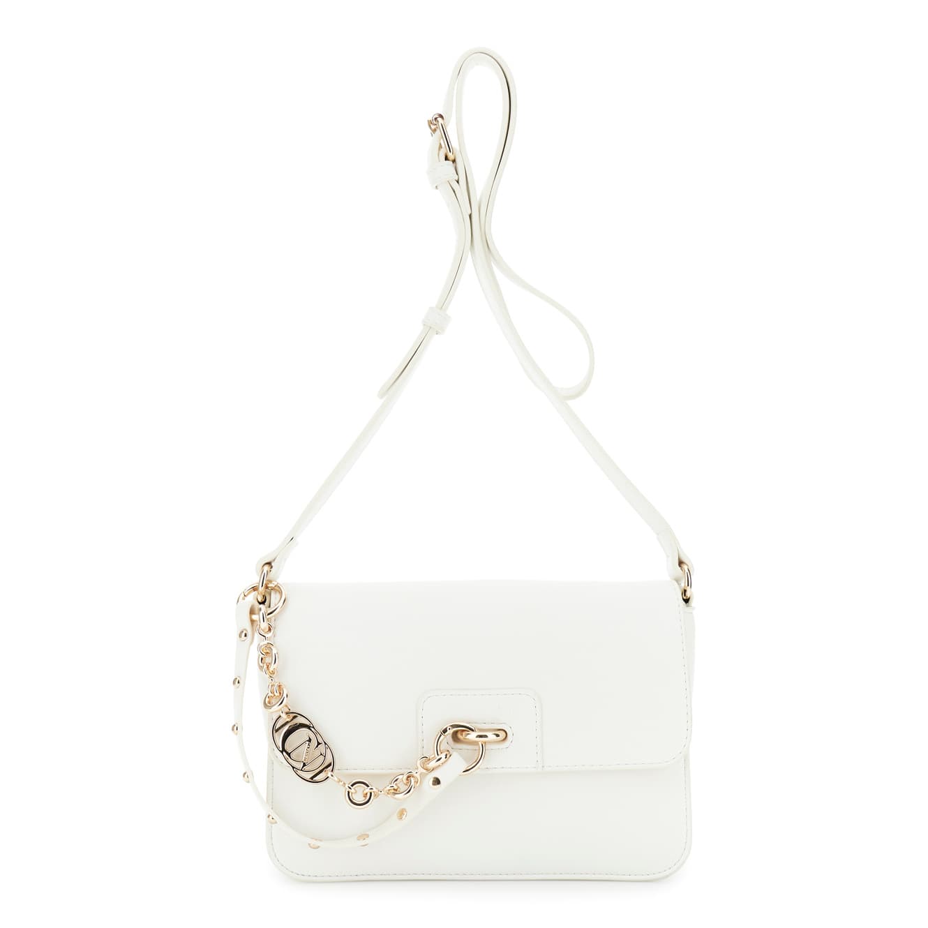 CafèNoir — Borsa a spalla con pattina effetto pelle con decorazioni bianco