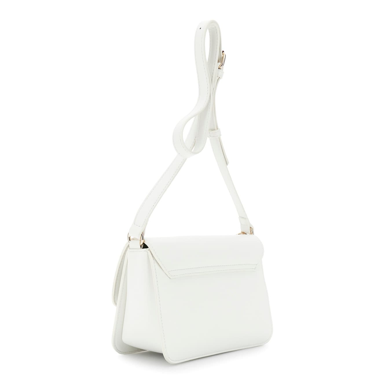 Borsa a spalla con pattina effetto pelle con decorazioni bianco — vista 2