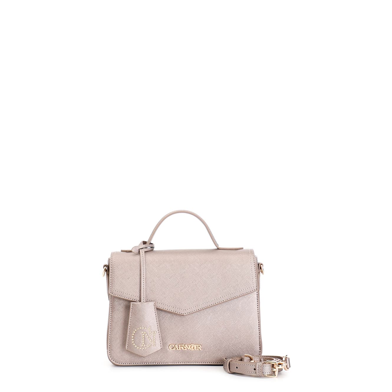 CafèNoir — Cartella in saffiano con pattina e maxi charm peltro