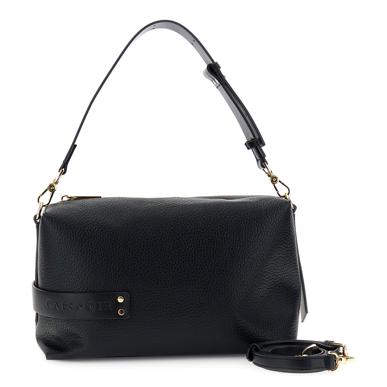 CafèNoir — Borsa a spalla effetto pelle con grana con passante e logo in tpu nero