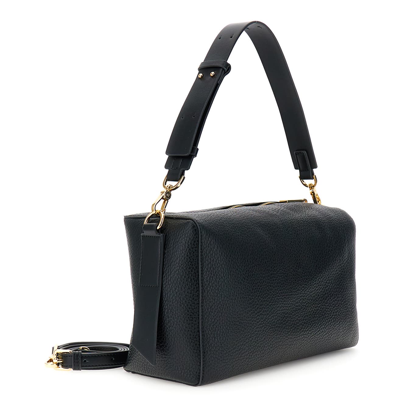 Borsa a spalla effetto pelle con grana con passante e logo in tpu nero — vista 2