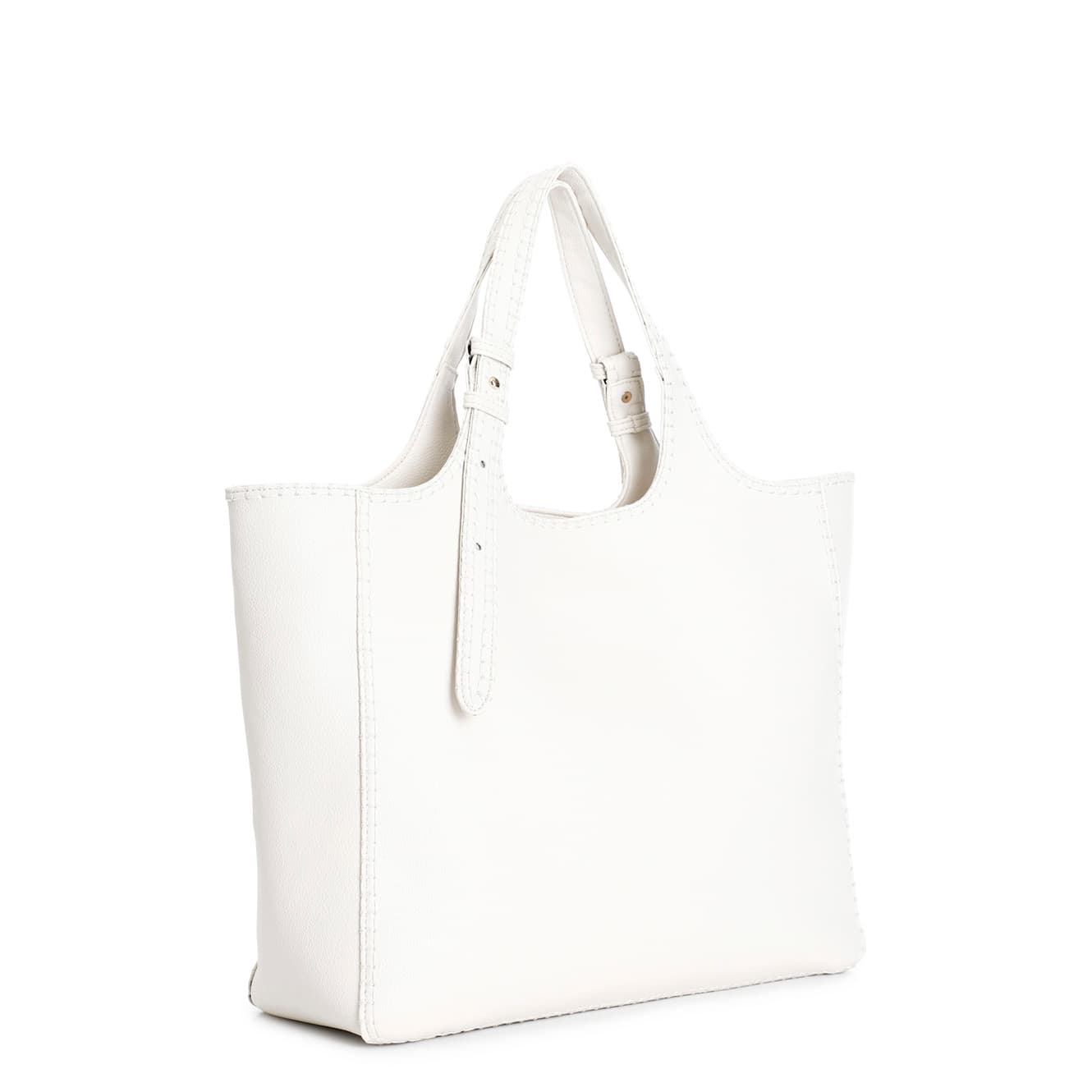 Shopping bag con motivo di infilatura e tracolla regolabile burro — vista 2