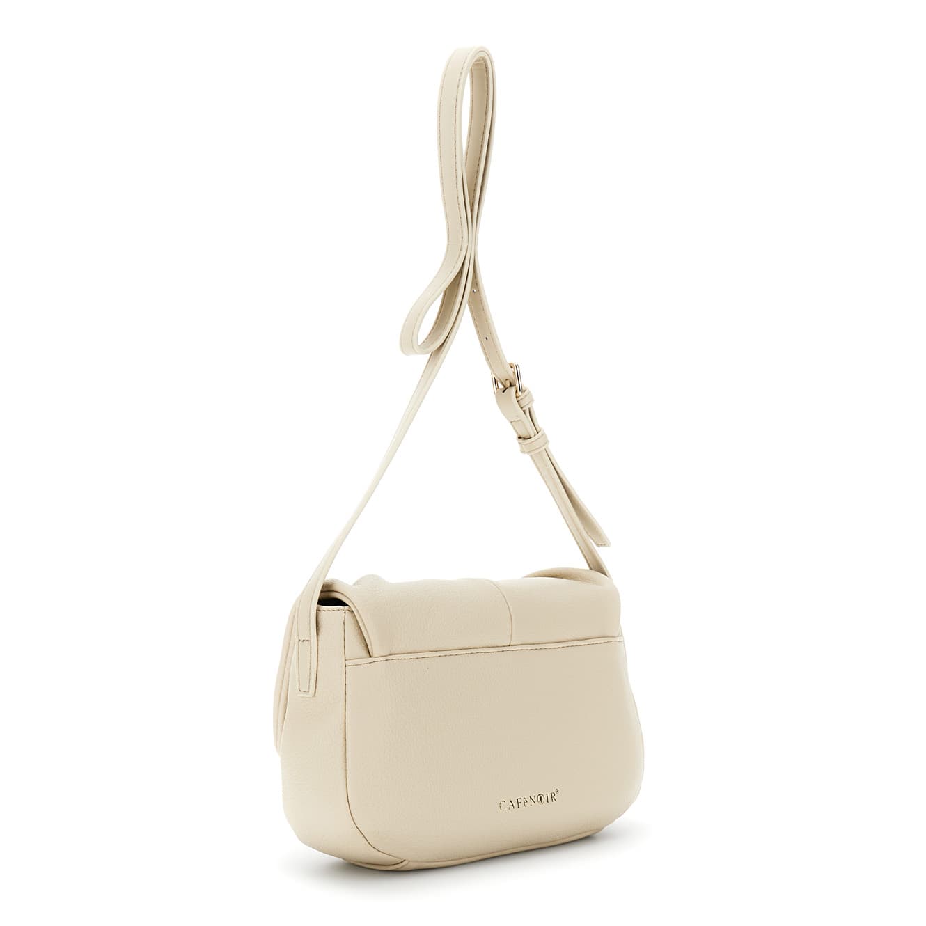 Borsa a spalla con pattina effetto pelle martellata e charm logato sabbia — vista 2