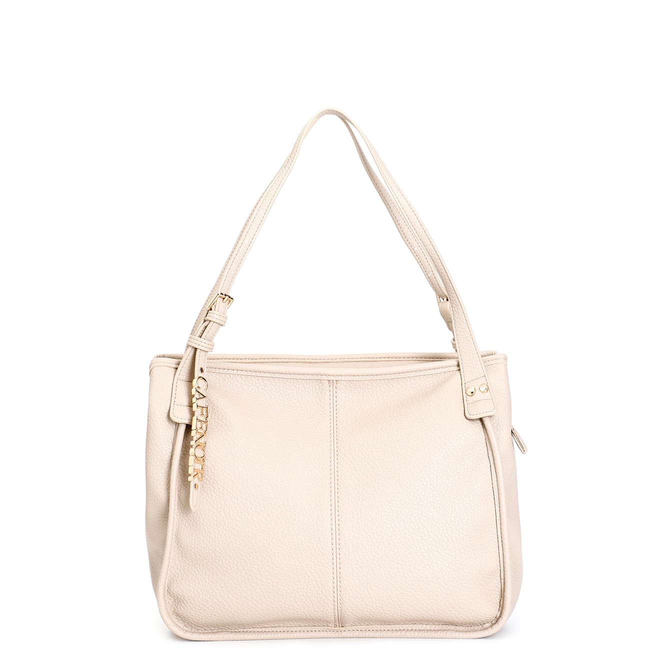 CafèNoir — Shopping bag morbida in materiale granato con tracolla e dettaglio lettering beige