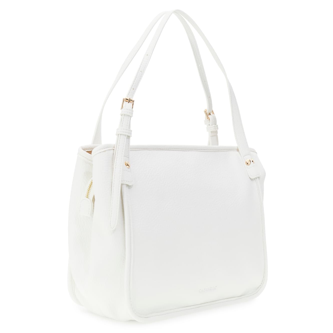 Shopping bag morbida in materiale granato con tracolla e dettaglio lettering bianco — vista 2