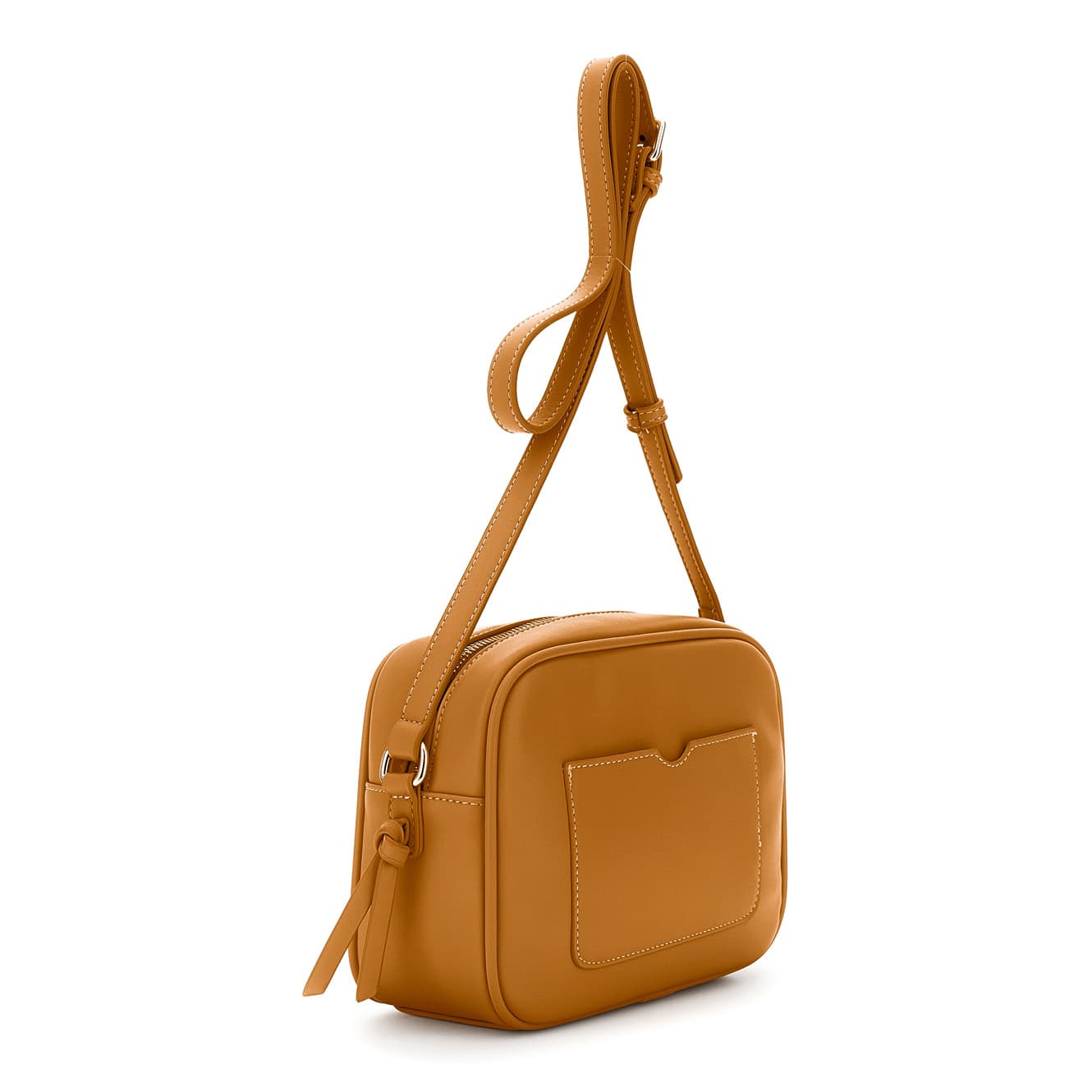 Borsa a tracolla in materiale effetto pelle con applicazioni floreali nocciola — vista 2