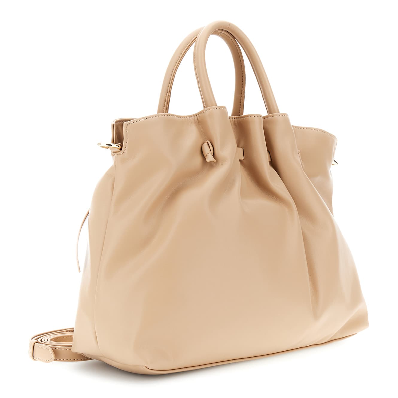Borsa grande morbida con pieghe effetto nappa con applicazione in tinta nude — vista 2