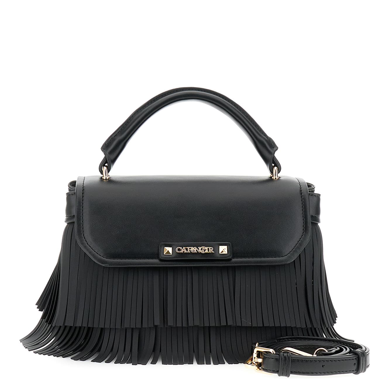 CafèNoir — Borsa a mano con pattina e frange nero