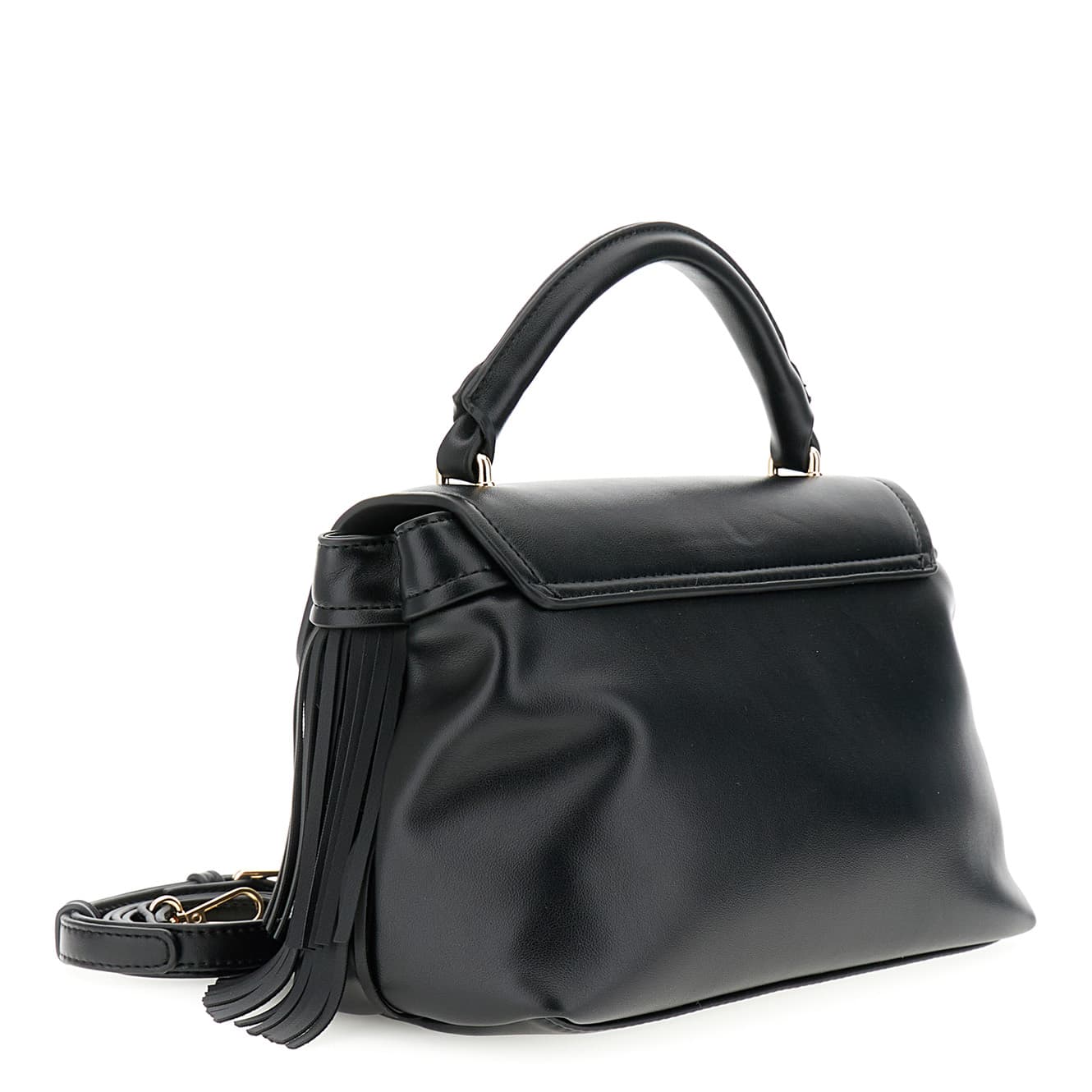 Borsa a mano con pattina e frange nero — vista 2