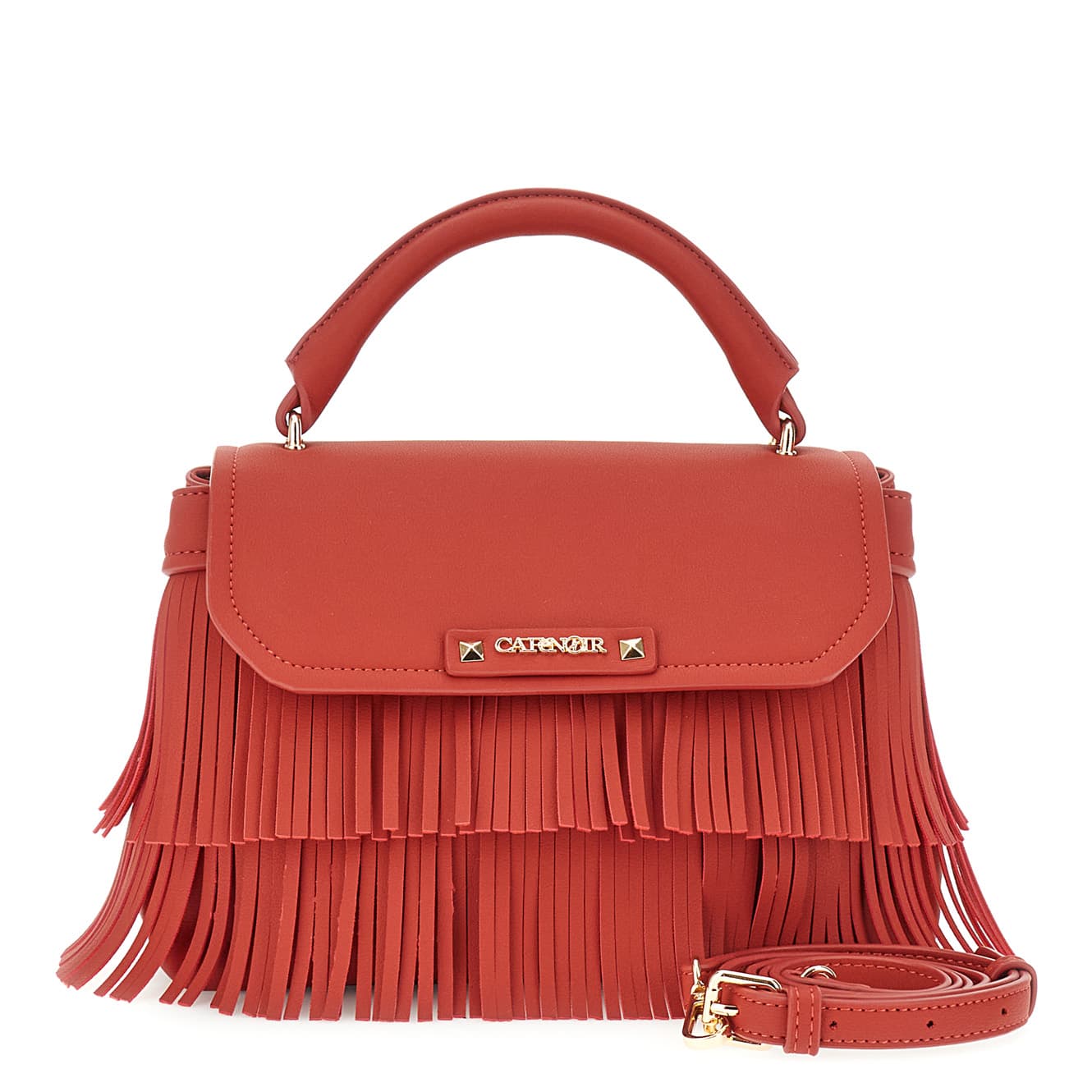 Borsa a mano con pattina e frange rosso — vista 3