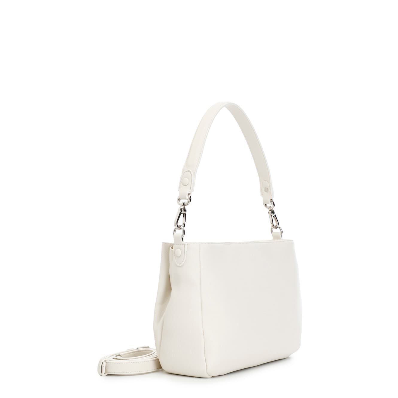 Borsa a spalla con logo in alta frequenza panna — vista 2