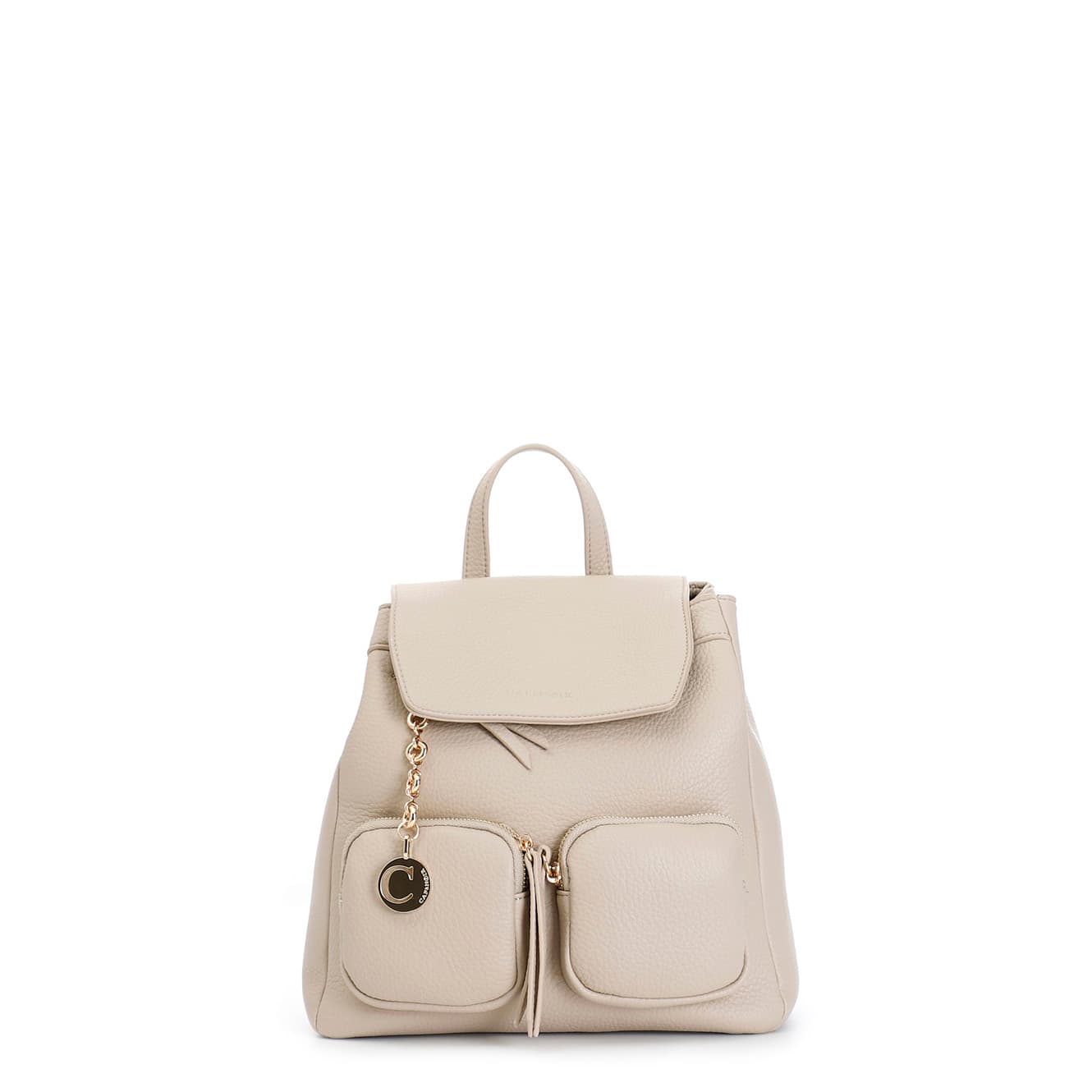 CafèNoir — Zaino con tasche e charm in metallo beige