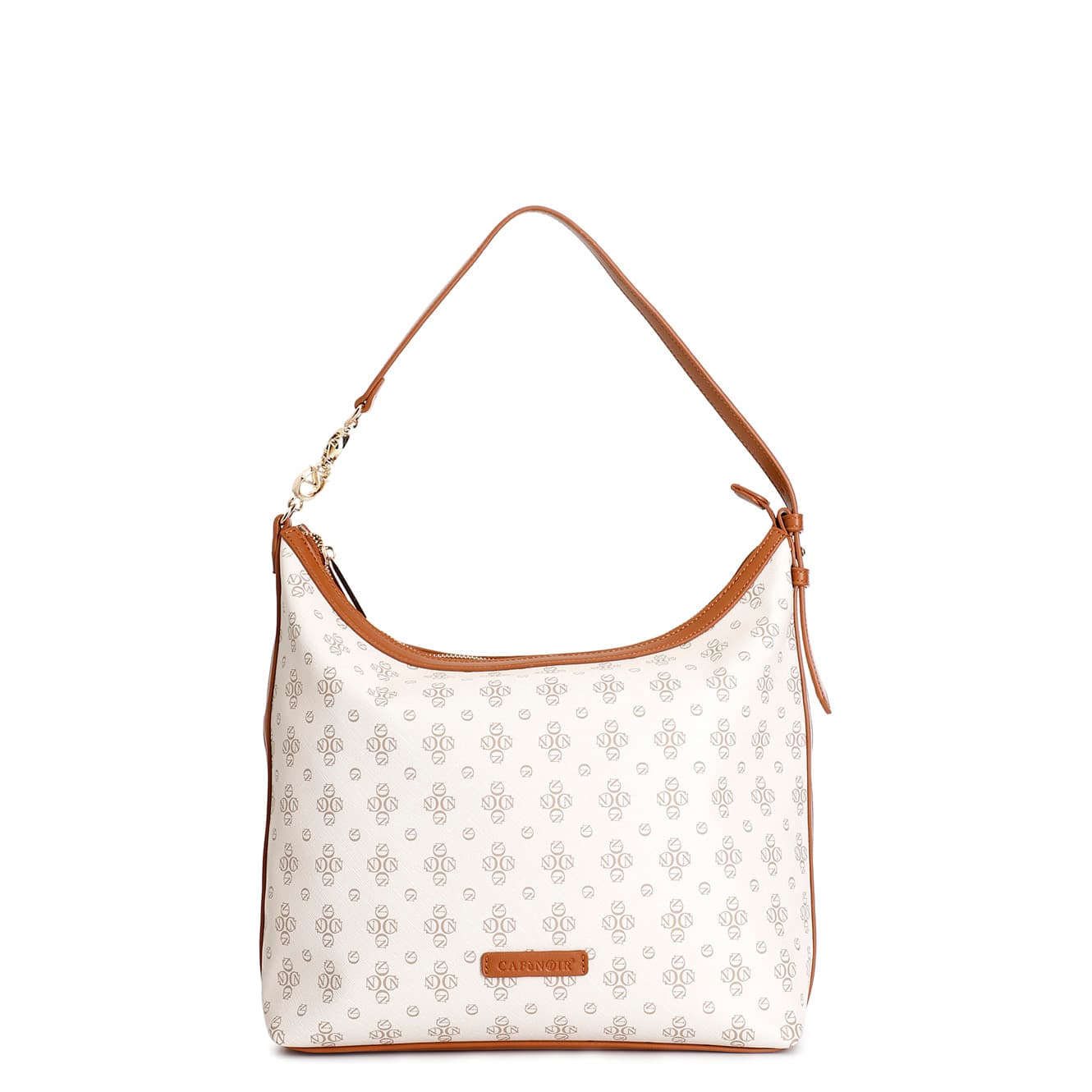 CafèNoir — Borsa a spalla saffiano monogram, logo metallo, tracolla regolabile cuoio