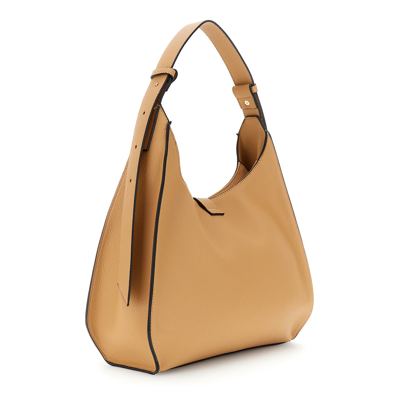 Borsa a spalla con costole a contrasto biscotto — vista 2