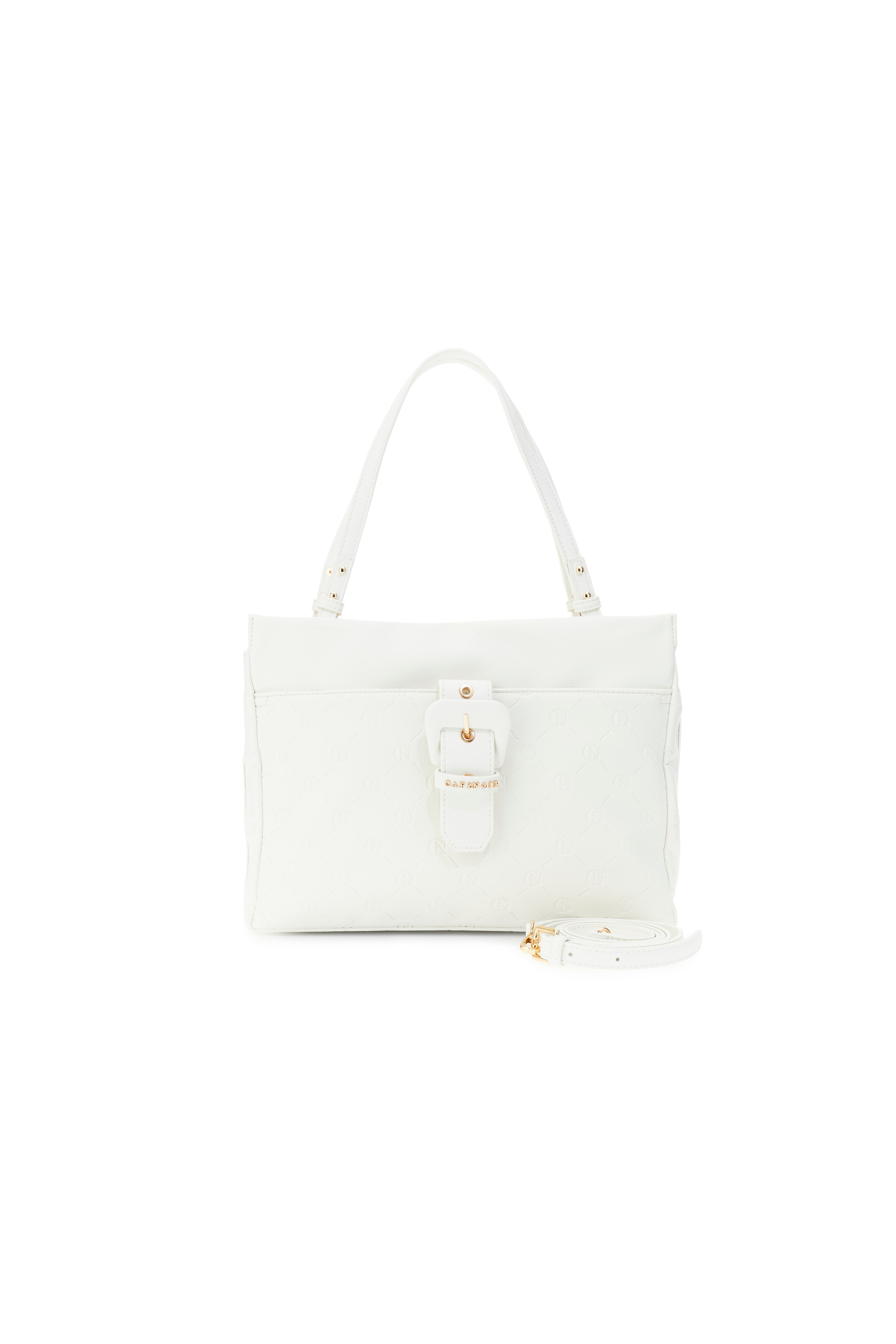 CafèNoir — Shopping bag con stampa monogram embossed con tasca bianco