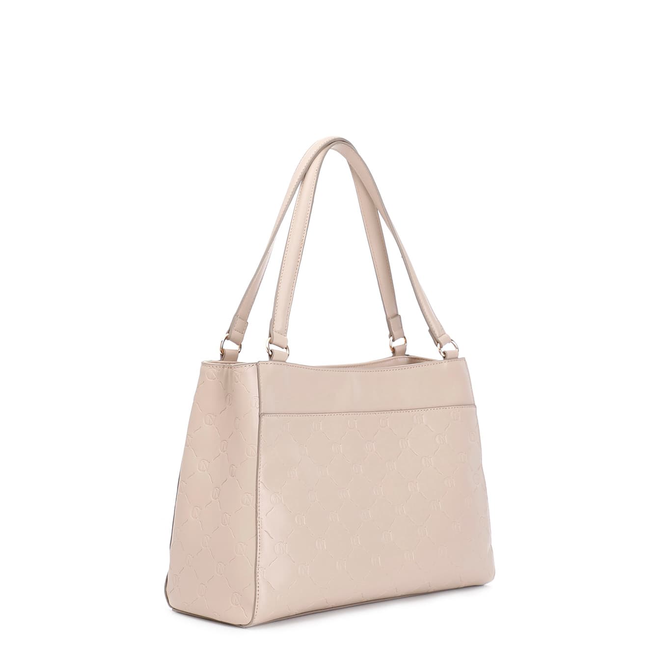 Shopping con tasche con stampa logo embossed all over tortora — vista 2