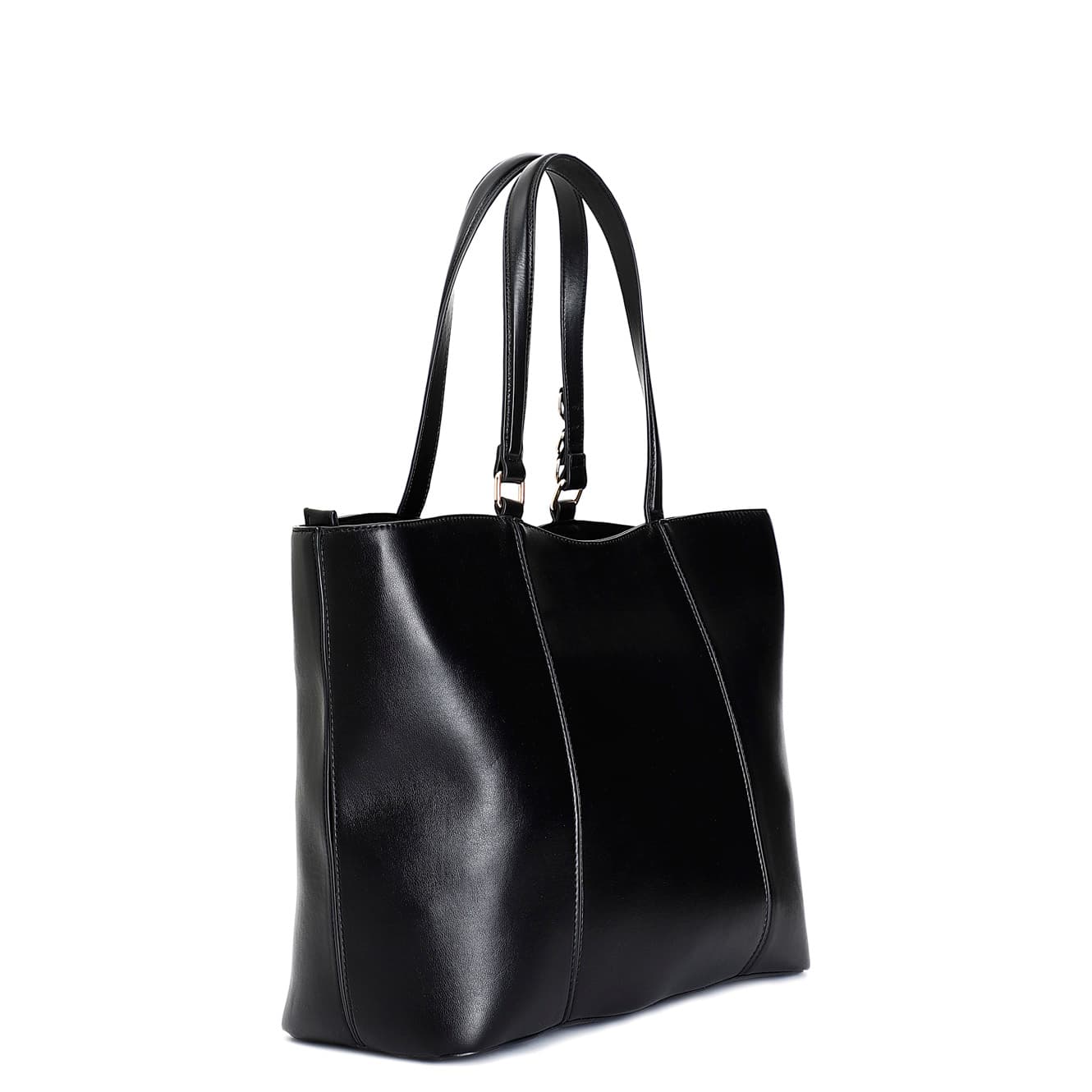 Shopping bag con pietre cabochon, rivetti e manici imbottiti eleganti nero — vista 2
