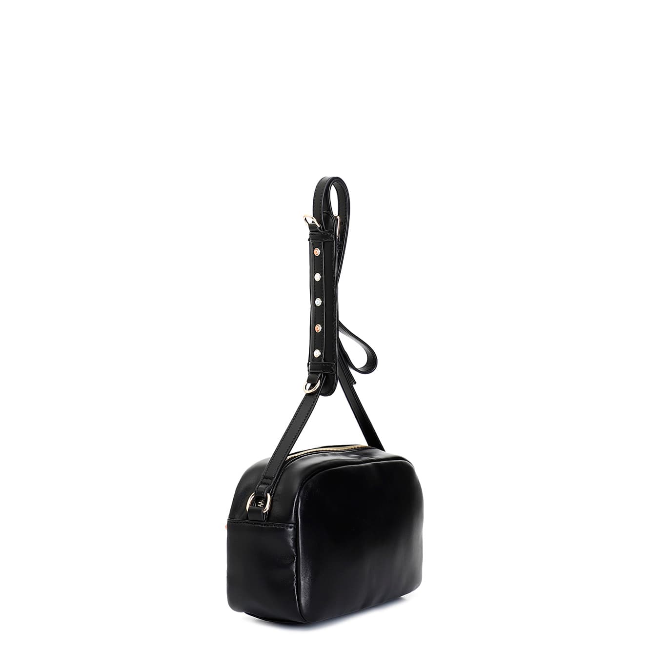 Camera bag compatta con pietre cabochon, mini rivetti e spallaccio nero — vista 2