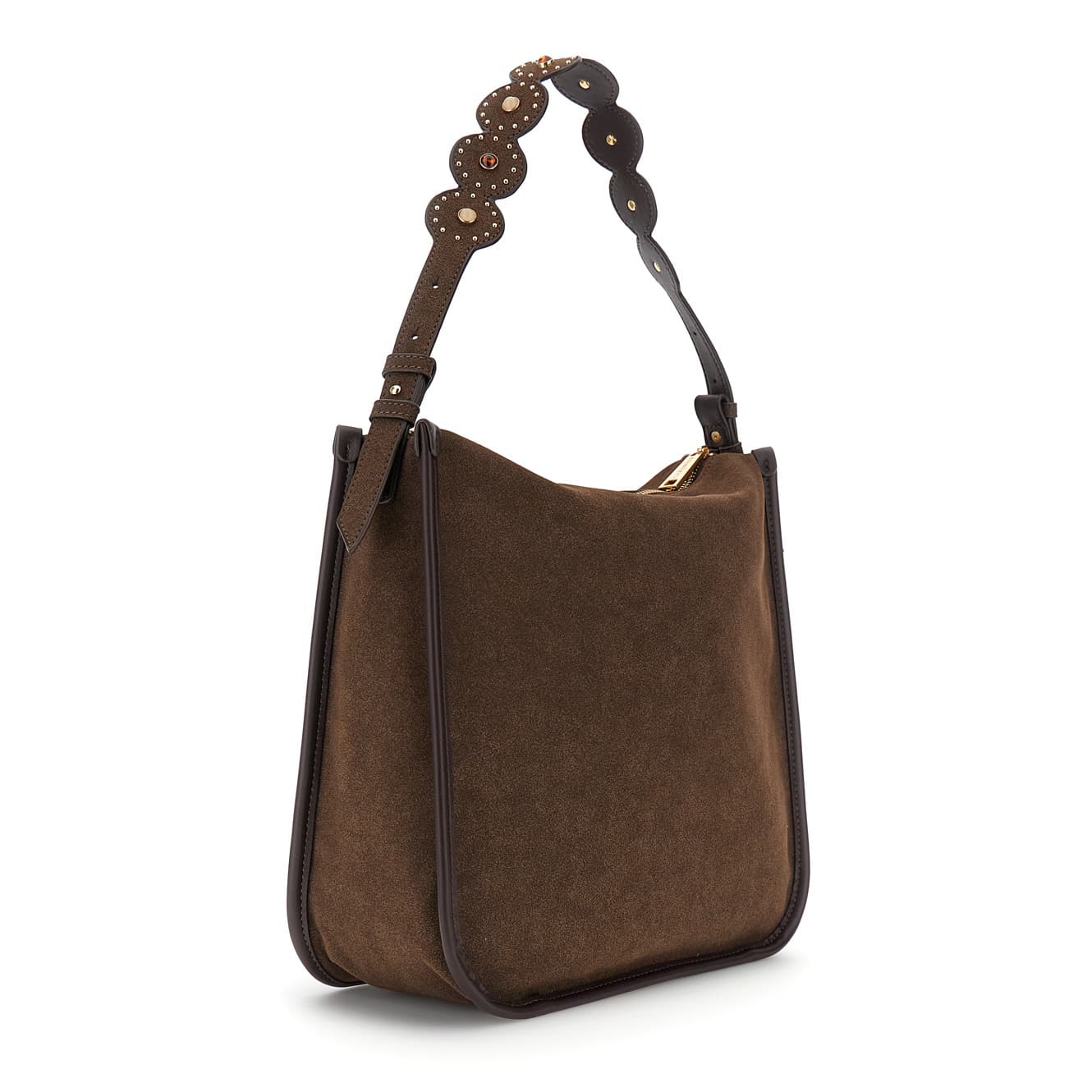 Sacca effetto camoscio con microrivetti e cabochon con pietre decorative t.moro — vista 2