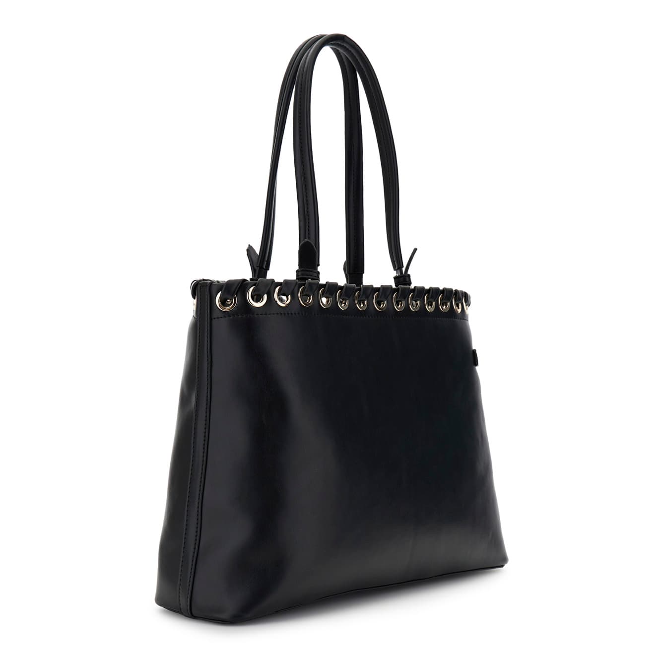 Shopping bag effetto pelle con piega sul davanti e fibbia nero — vista 2