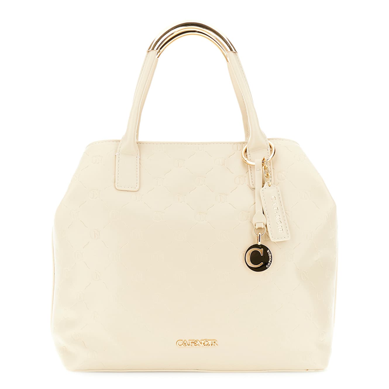 CafèNoir — Tote con manici tubolari e accessorio in metallo taupe