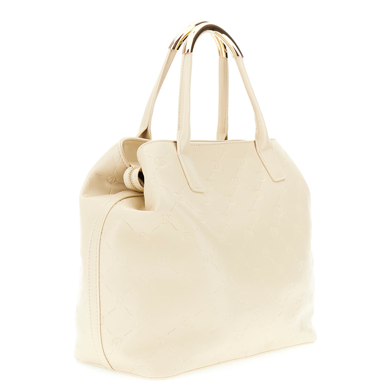Tote con manici tubolari e accessorio in metallo taupe — vista 2