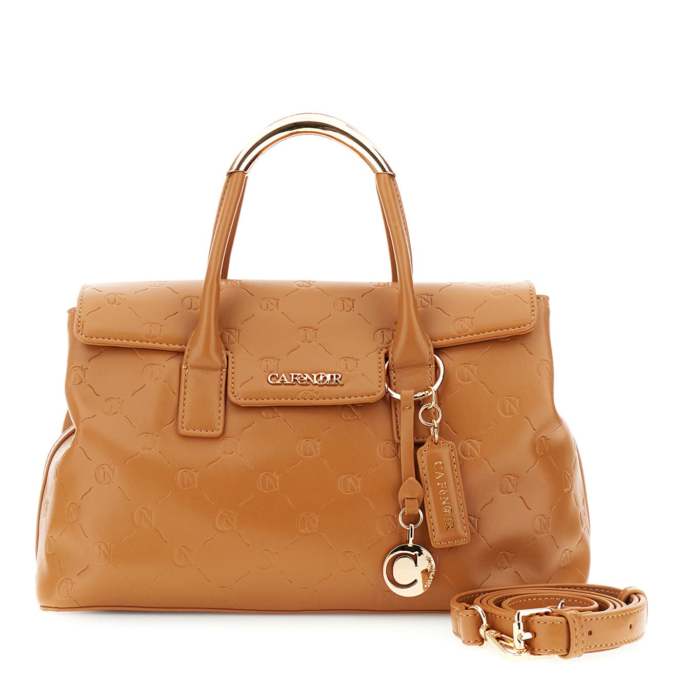 CafèNoir — Borsa in similepelle con pattina e manici tubolari cuoio