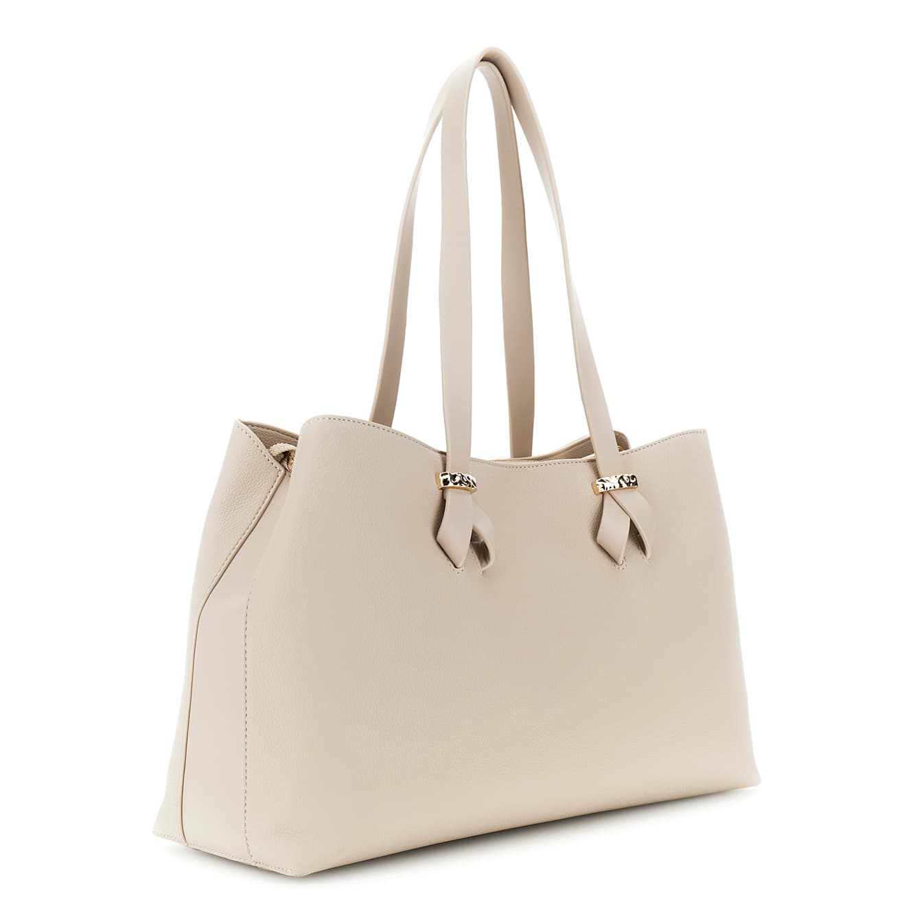 Shopping bag effetto pelle martellata con dettagli lisci a contrasto nude — vista 2