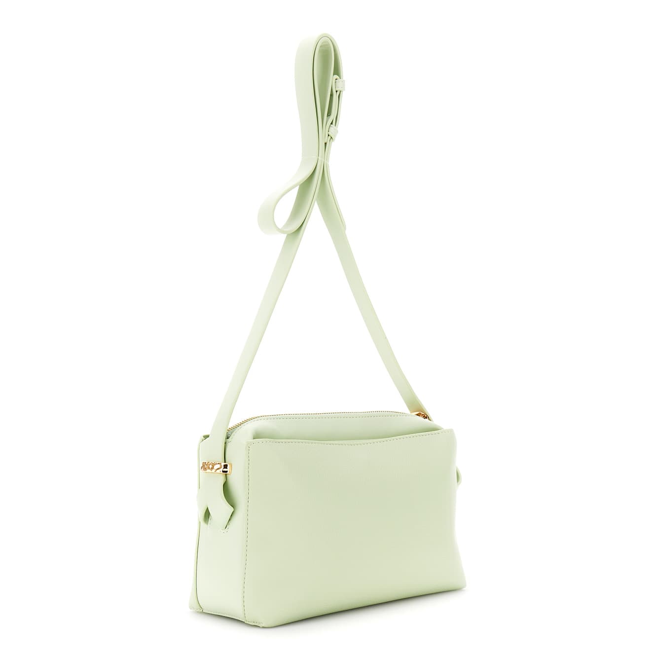 Borsa a tracolla effetto pelle martellata con dettagli lisci a contrasto verde — vista 2