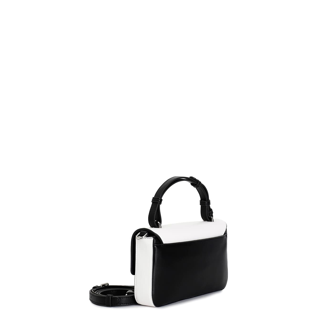 Borsa a mano bicolore con logo in tinta, tracolla removibile e pattina nero — vista 2
