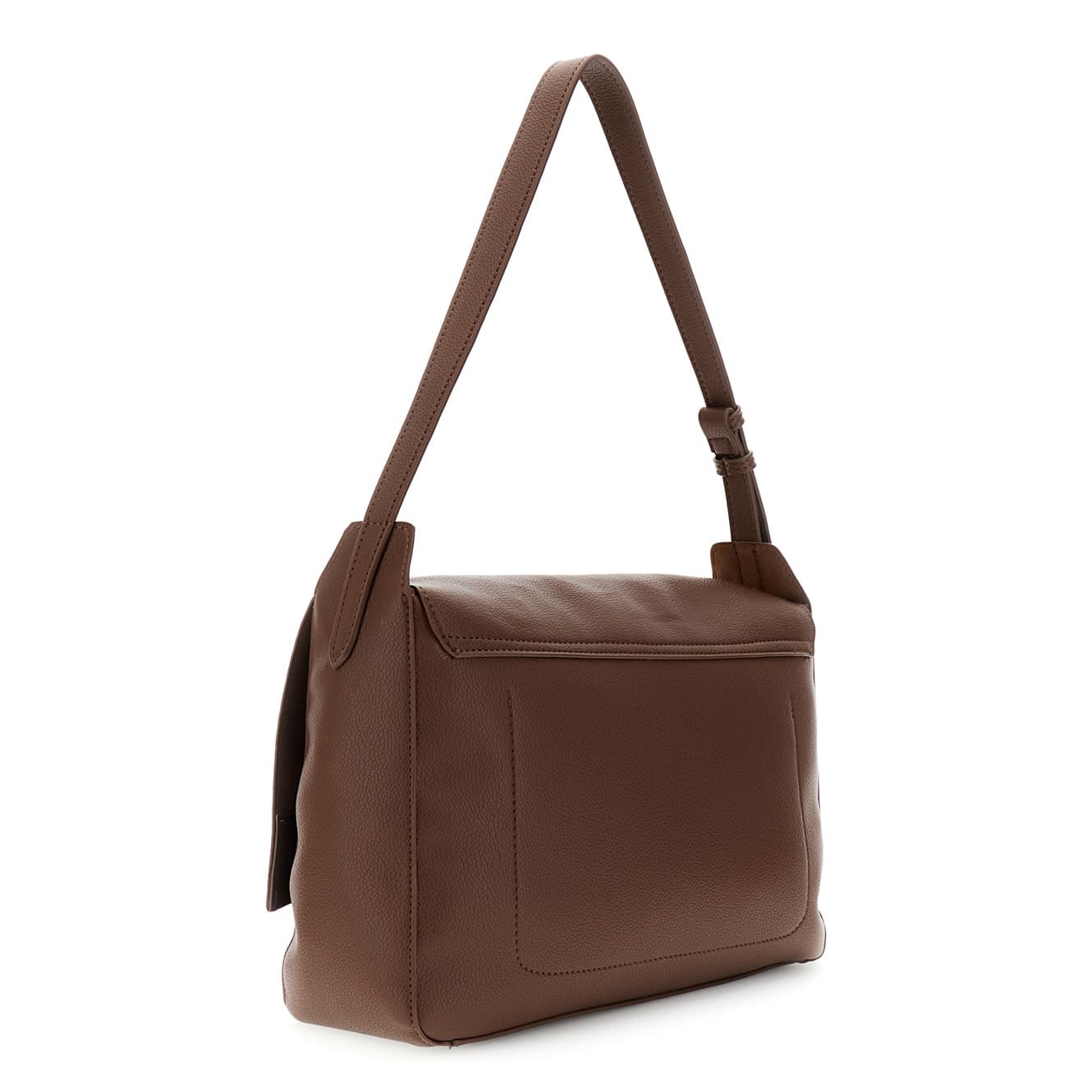 Borsa morbida sfoderata con pattina in similpelle marrone — vista 2