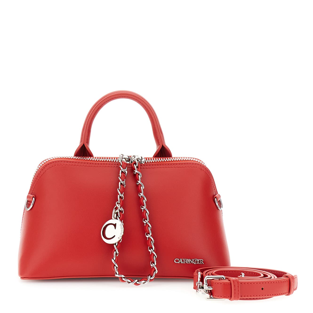 CafèNoir — Borsa a mano trapezioidale con zip grande rosso