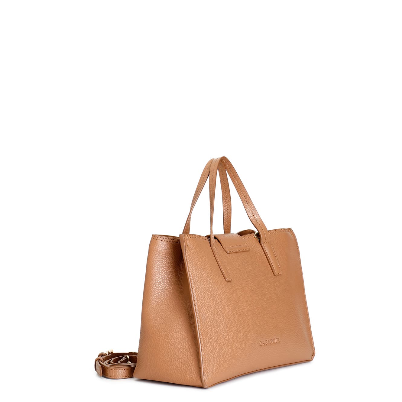 Borsa a mano in vera pelle martellata con logo metallo cuoio — vista 2