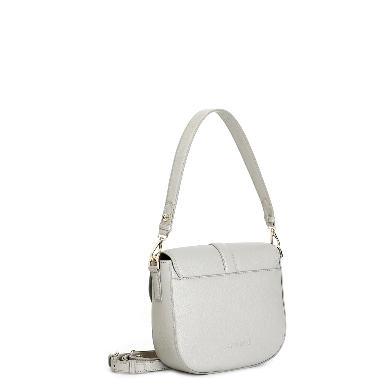 Borsa a spalla in pelle martellata con pattina con logo metall salvia — vista 2