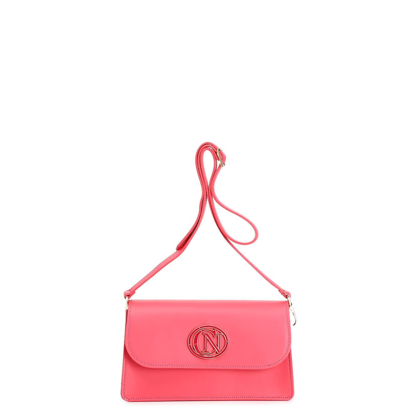 CafèNoir — Pattina in pelle liscia con logo smaltato fuxia
