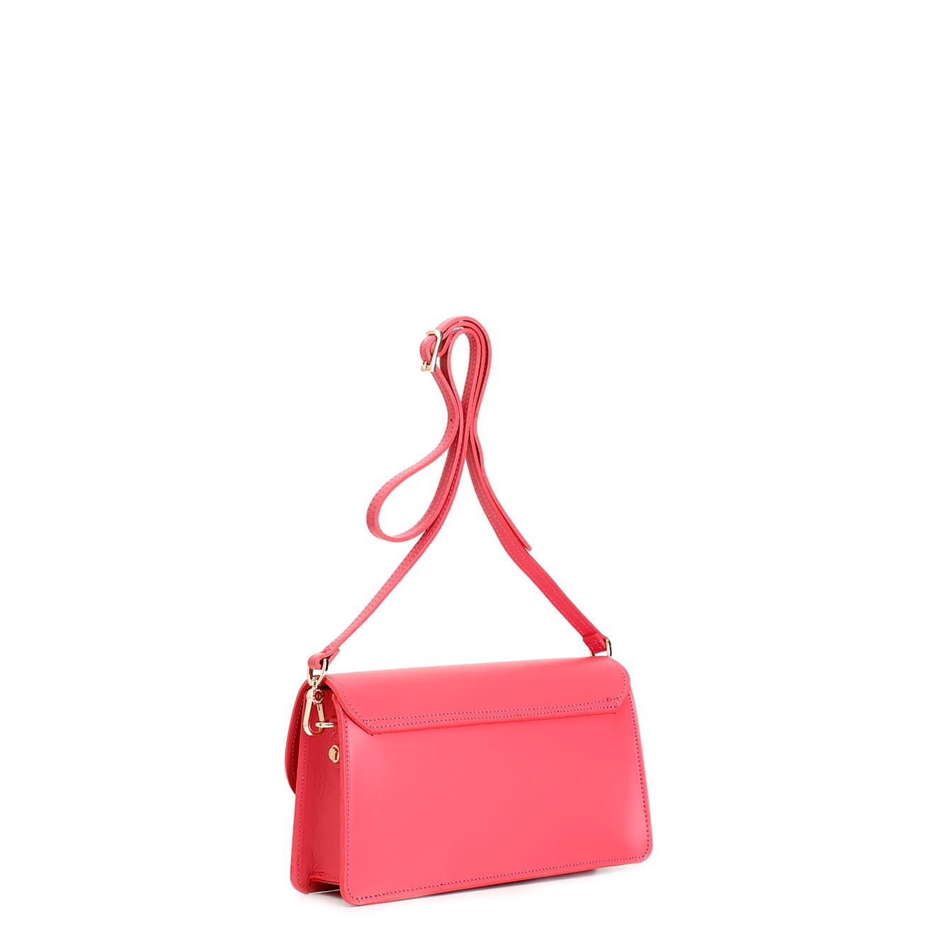 Pattina in pelle liscia con logo smaltato fuxia — vista 2