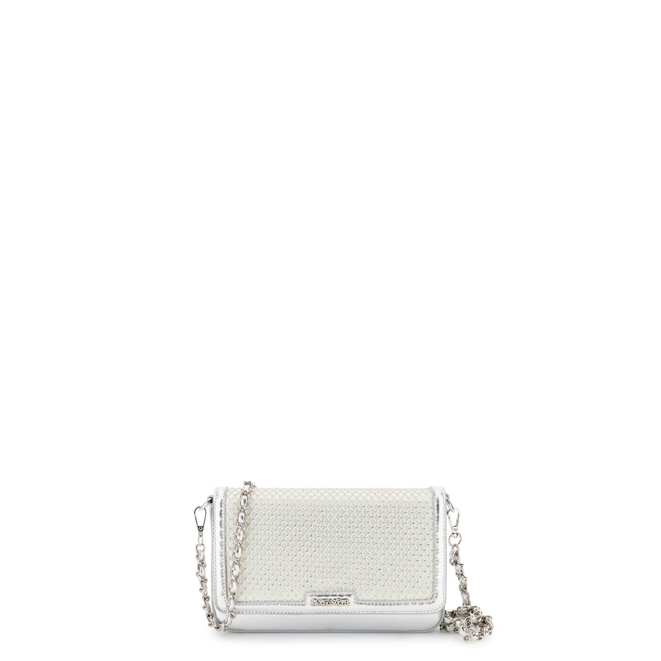 CafèNoir — Pochette in rete con strass argento