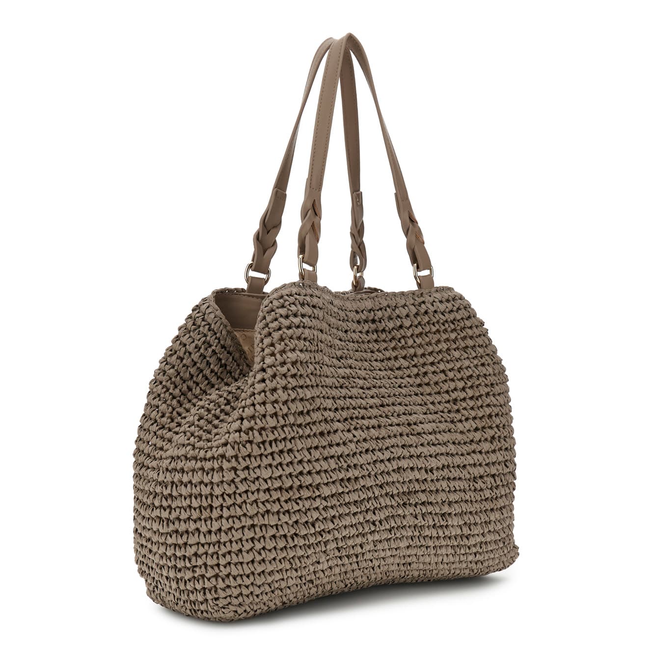 Tote a spalla in crochet lavorato a mano e chiusura a calamita e moschettone fango — vista 2