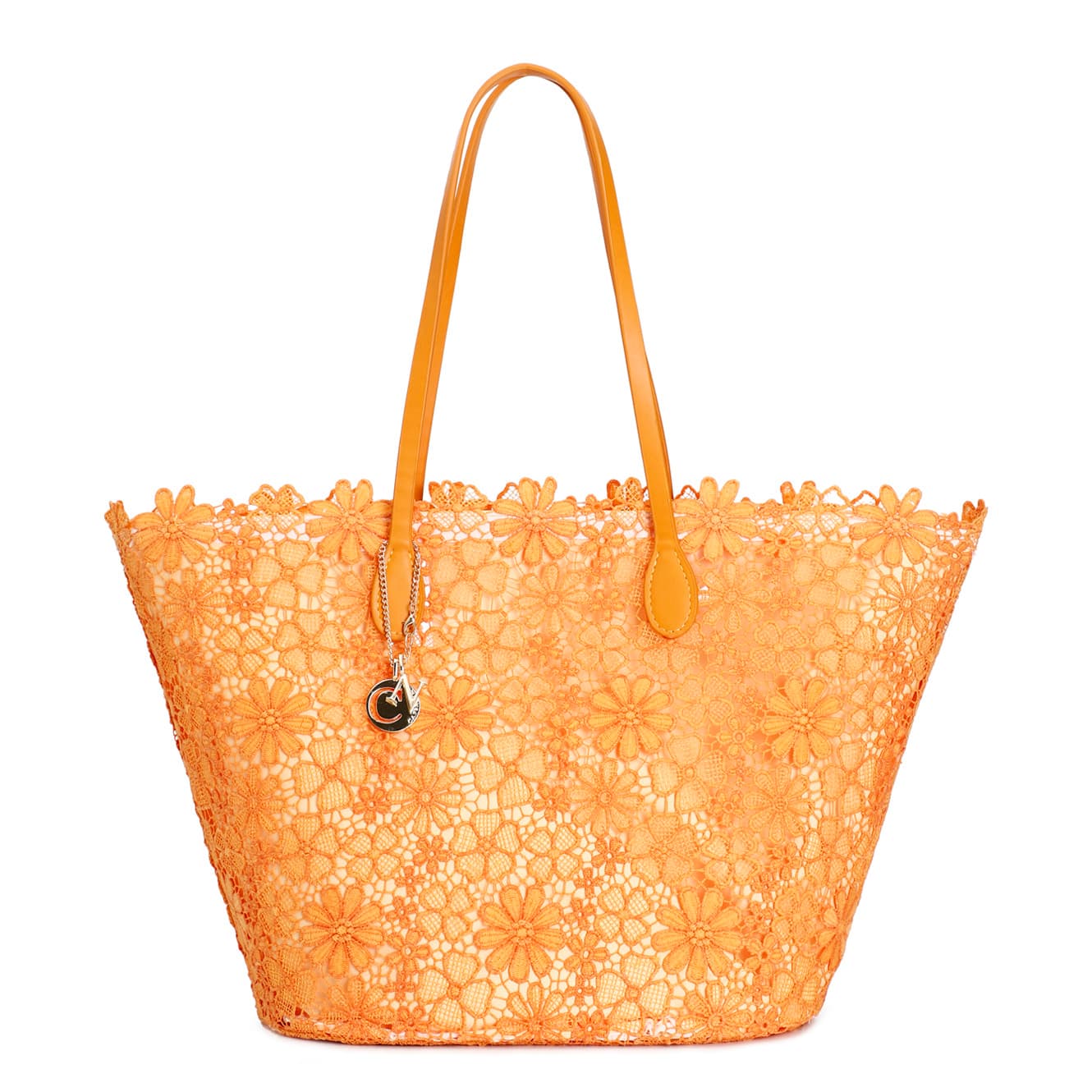 CafèNoir — Shopping in pizzo con charm in metallo arancio