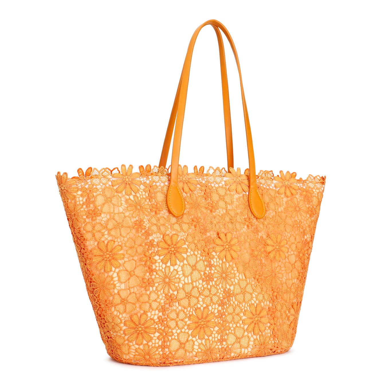 Shopping in pizzo con charm in metallo arancio — vista 2
