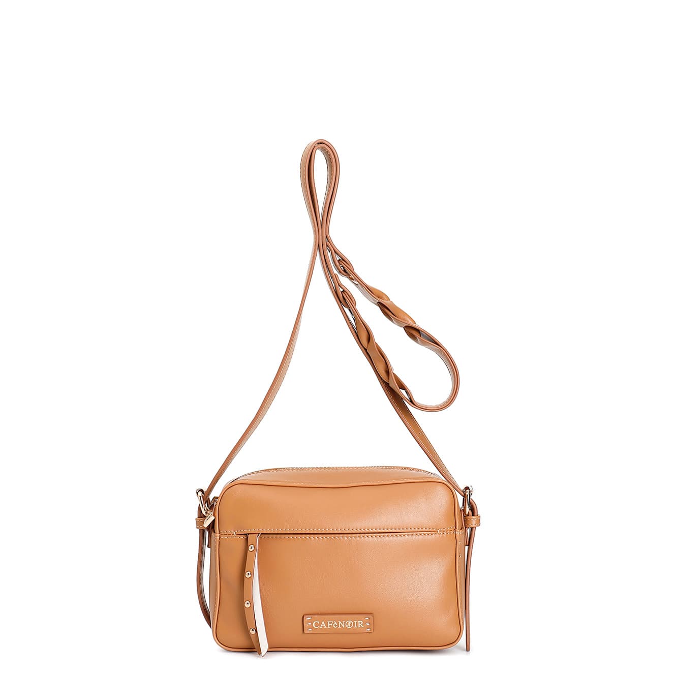 CafèNoir — Camera bag con tasca con spallaccio intrecciato cuoio