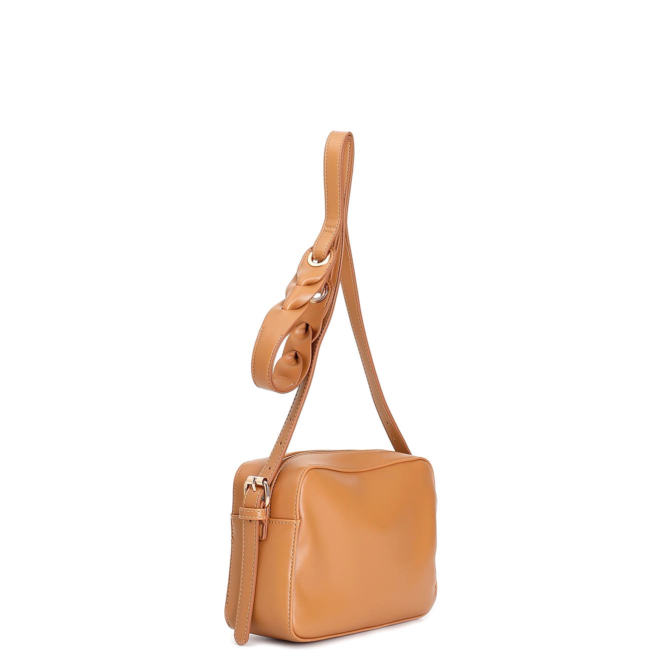 Camera bag con tasca con spallaccio intrecciato cuoio — vista 2