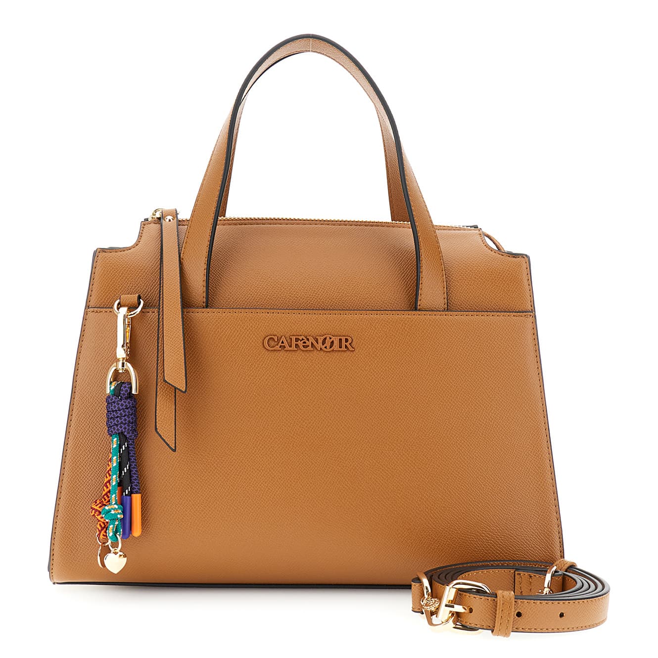 CafèNoir — Bauletto effetto pelle saffiano con charms multicolor cuoio