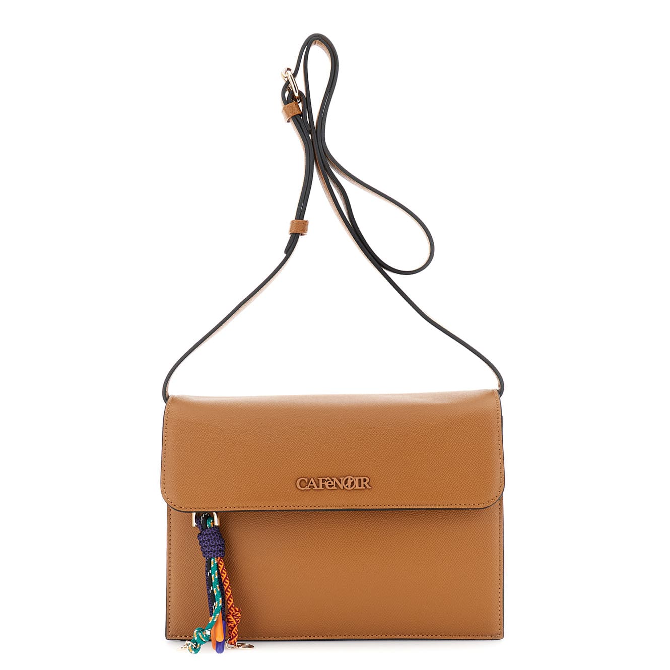 CafèNoir — Tracolla effetto saffiano con charms multicolore cuoio