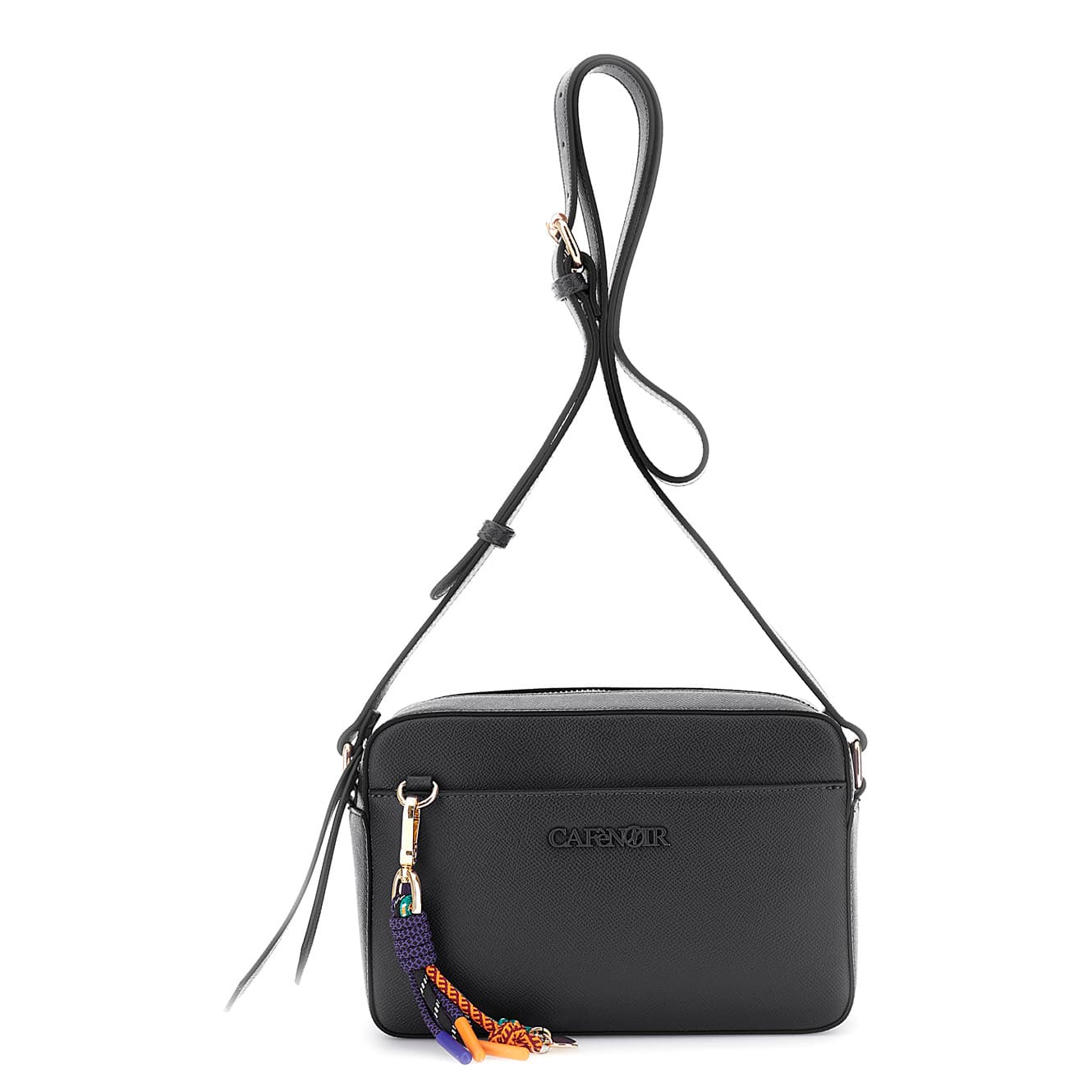 CafèNoir — Camera bag effetto pelle saffiano con charms multicolor nero