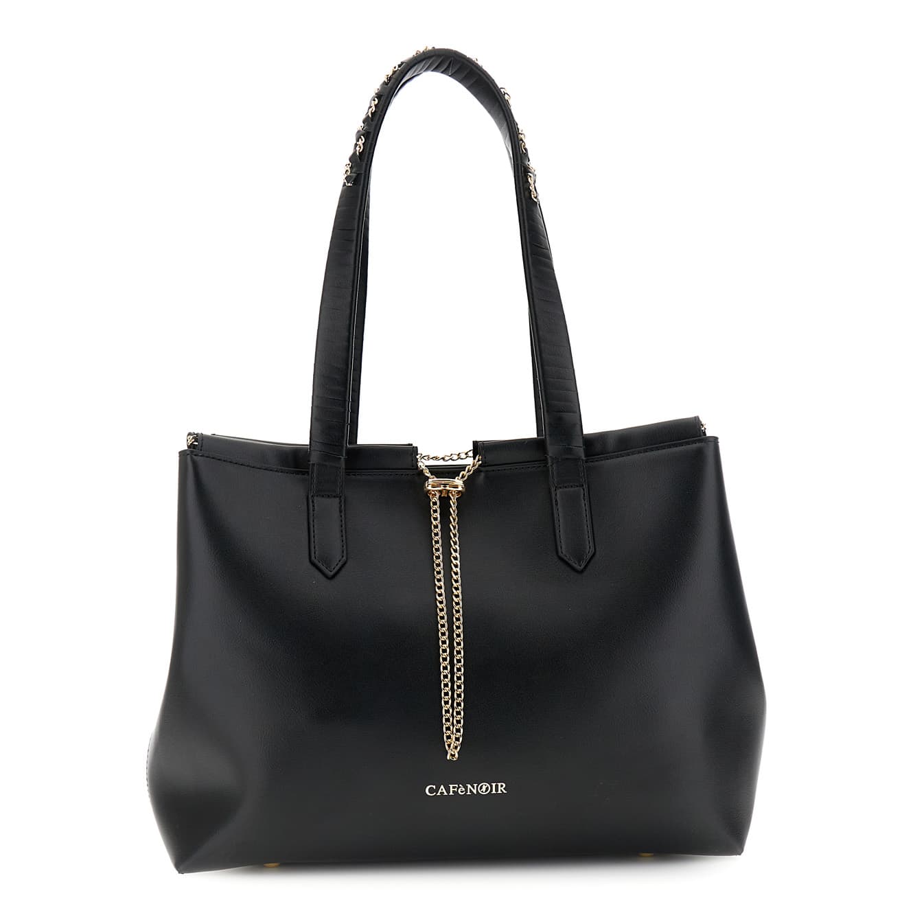 CafèNoir — Shopping bag con coulisse impreziosita da catenina in metallo nero