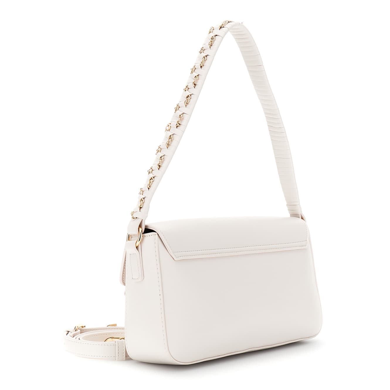 Borsa a spalla con coulisse impreziosita da catenina in metallo avorio — vista 2