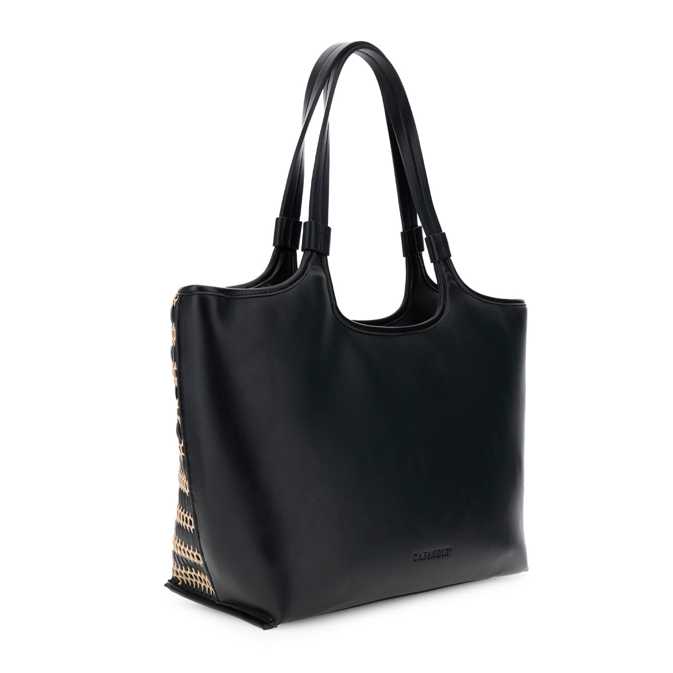 Shopping bag con dettaglio in rete con infilatura. nero — vista 2